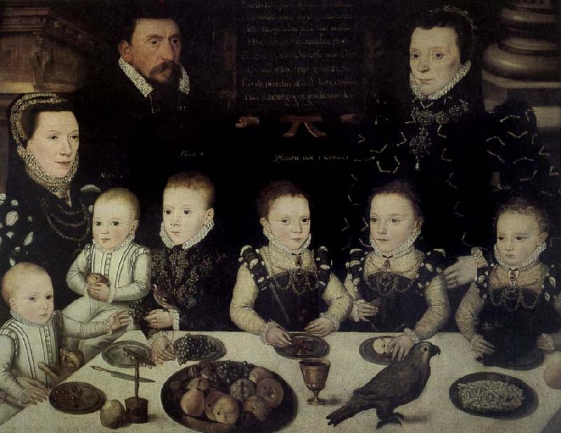 unknow artist Lord Cobham with his wife and her sister Jane and their six Children painted in 1567 oil painting image